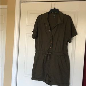 Army green utility romper Wild Fable